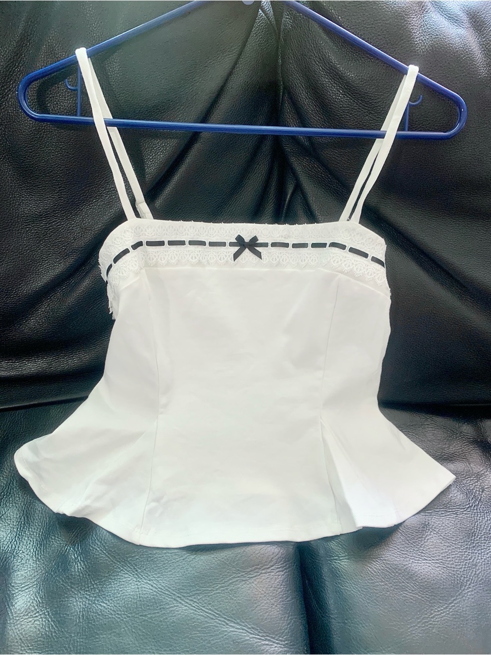 White Lace-Trim Spaghetti Strap Peplum Camisole